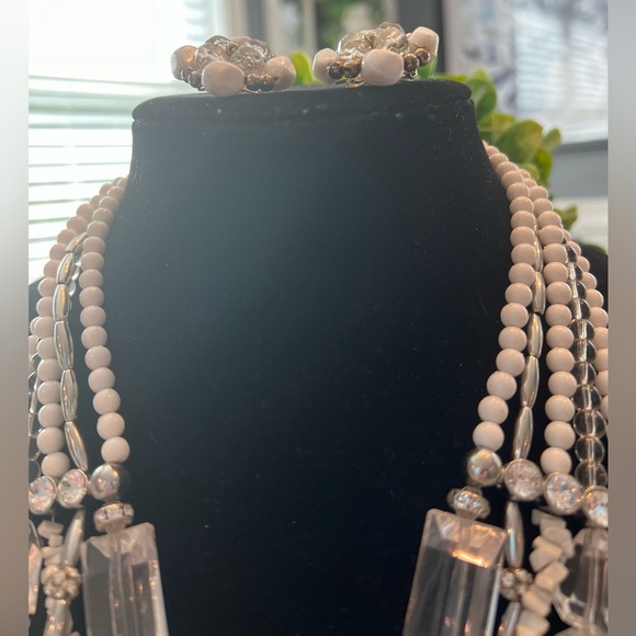 CHICOS STATEMENT NECKLACE & CLIP ON EARRINGS-SPARKLE BLING TASSLES & MORE!🔥🔥🔥 - Picture 7 of 17